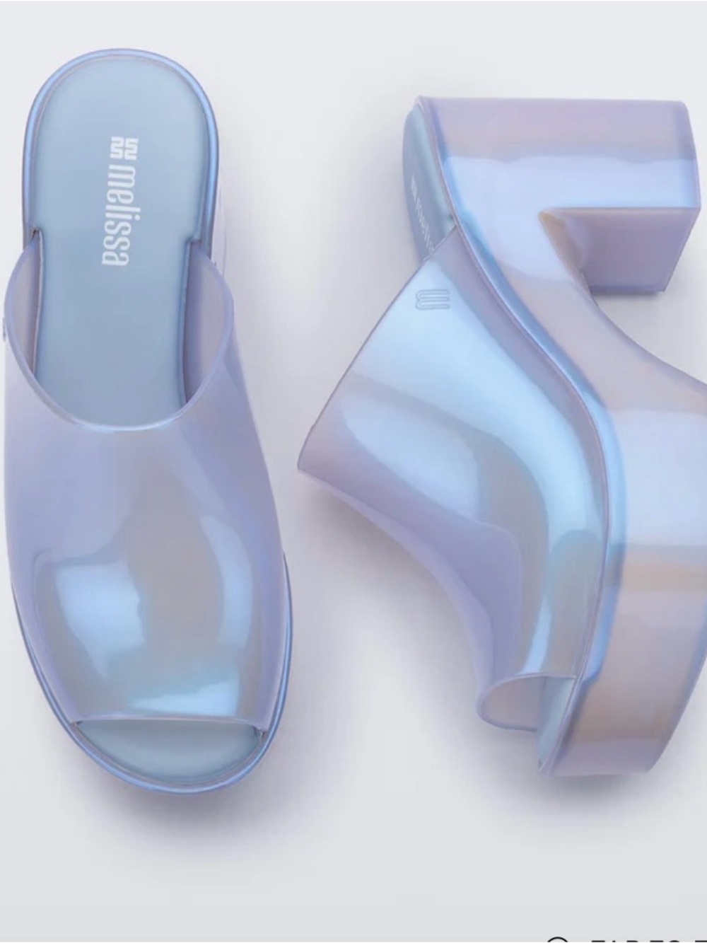 Melissa Pearly Blue Platform Slide Mules